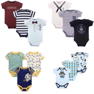 BaBylicious Newborn Baby Infant 3pc Bodysuit Overall Rompersuit set.