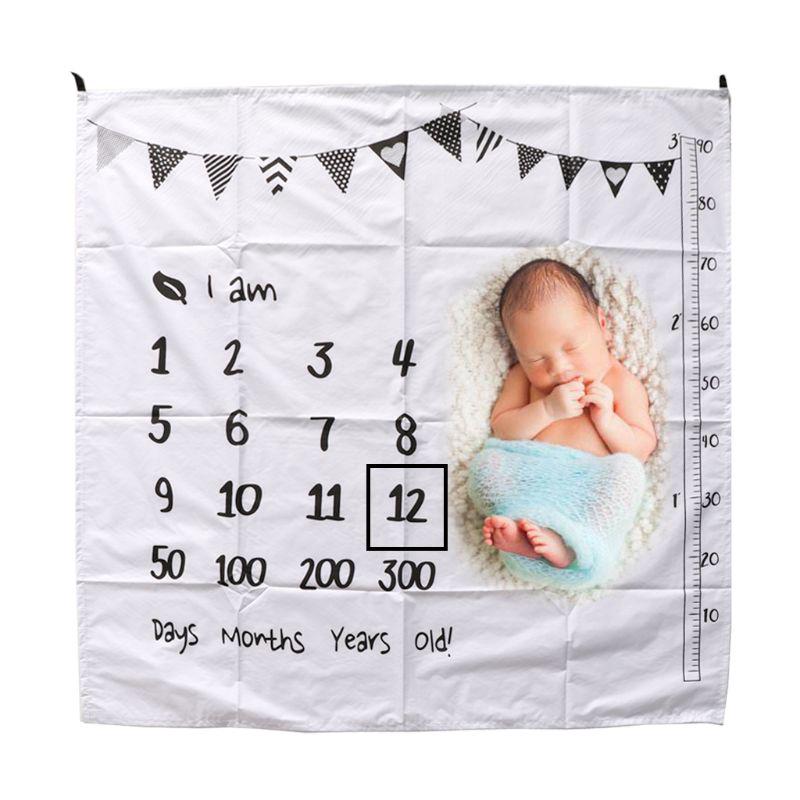 ♡♡ 100x100cm Baby Milestone Blankets Muslin Newborn Photography Background Props Infant Swaddle Wrap