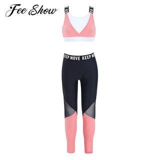 Sports Yoga Set Sport Suit Two Piece Set Girls Gym Clothing Workout Sportswear High Waist Leggings S