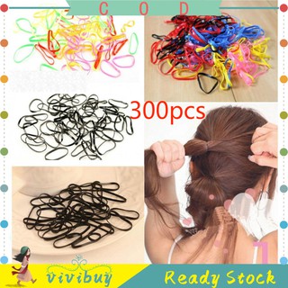 【300pcs 】Rubber Hairband Rope Ponytail Holder Elastic Hair Band Braids Ties Plaits