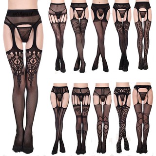 Women's Sexy Top Thigh High Hollow Lace Fishnet Stockings Suspender Pantyhose