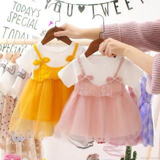 Baby Dress Summer Baby Girl Princess Dress Toddler Mesh Design Short Sleeve Cotton Sundress