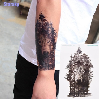 Starsky♬ Waterproof Temporary Fake Tattoo Stickers Grey Forest Wolf Animals Large Diy