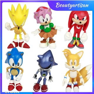 3pcs/6pcs Set Toys Sonic the Hedgehog Amy Tails Mephiles Knuckles 2.4in PVC Figure Model