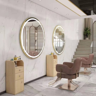 vanity mirror Hairdresser's Mirror wall mirror Platform Barber's Mirror Hair Salon's Special Net Red Tide Led with Light Hanging on the Wall Haircut Mirror Wall Hanging (6)