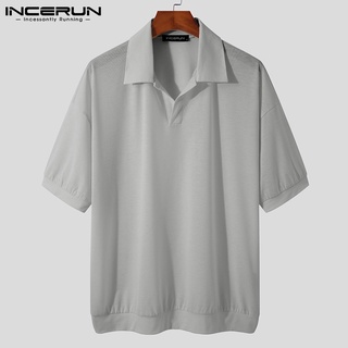 INCERUN Men 4Colors Fashion Short Sleeve Leisure Turn-down Collar Polo Shirts (5)