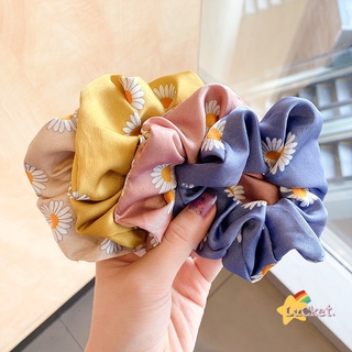 lucket Korean Satin Daisy Hair Tie Scrunchie Girls Ponytail Elastic Rubber Band Flower Hair Band (6)