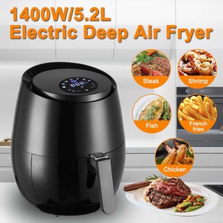 1400W 5.2L Household Oil free Air Fryer Health Fryer Cooker Smart Touch LCD Digital Airfryer Pizza