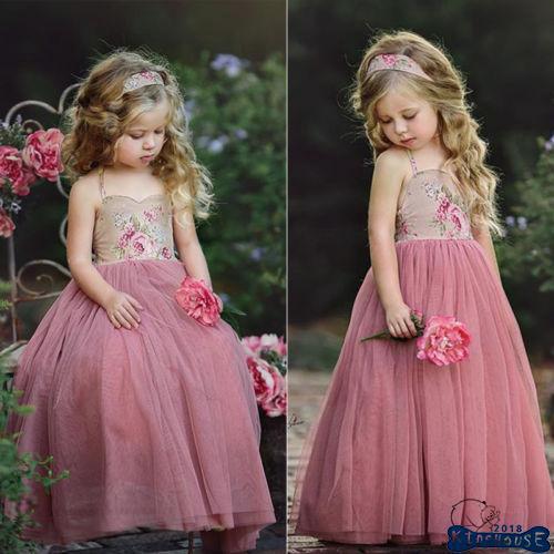 H-C★Adorable Baby Girls Dress Lace Floral Party Dress