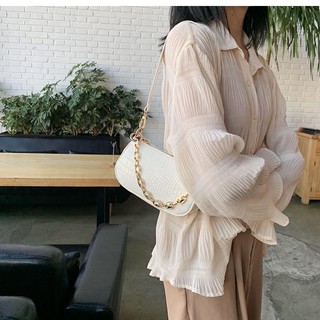 #yz032 Women's Bag Crocodile Pattern Summer MINI Baguette Bag French Style Handbag Shoulder (4)