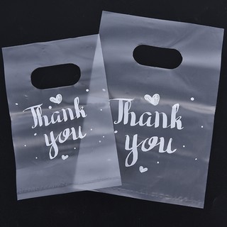 100pcs Thank you Plastic Gift Bags Plastic Shopping Bags With Handle Christmas Wedding Party Favor
