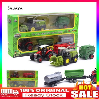 ♛YYJ♛2Pcs 1/42 Diecast Tractor Harvester Farm Vehicle Car Model Kids Toy Xmas Gift