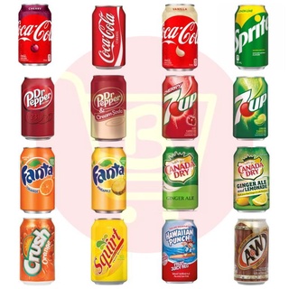 sparkling water◕▽Imported Soda in Can (Assorted) 355mL Coca Cola, Canada Dry, Fanta, Dr. Pepper, 7u