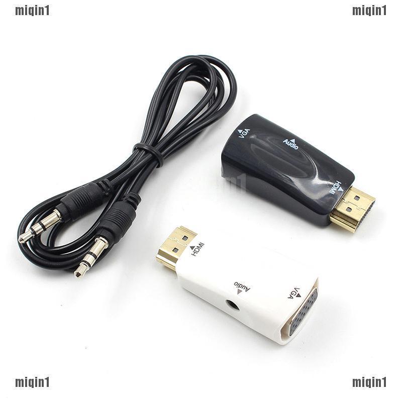 [MQ3ph] HDMI Male to VGA Female 1080p Video Converter Adapter 3.5mm Audio Cable For PC