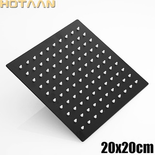 Free shipping Black Plated 8 inch 20x20cm Square OverHead Rain Shower Head, Stainless Steel