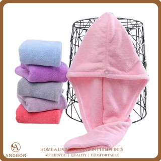 Angbon Hair Dry Cap Quick Drying Super Absorbent Microfiber Towel Solid Color