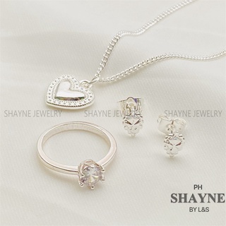 925 Silver 3in1 Pendant Necklace Stud Earrings Ring set for women set-152