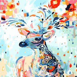 DIY Color Deer Head Animals Painting By Numbers Kit Drawing