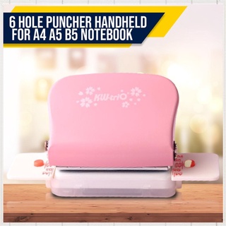 【Available】6 Hole Puncher Handheld Metal Punchers 5 Sheet Capacity for A4 A5 B5 Notebook Scrapbook