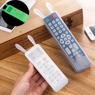 Cute Rabbit Ear TV Remote Control Protective Cover/ Luminous Transparent Silicone Remote Control Holder/ Anti-dust Waterproof TV Accessories