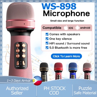 Bluetooth Handheld Microphone Karaoke High Quality Speaker Mic Singing IOS Android Smart TV WS-898