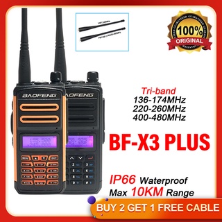 Baofeng BF-X3 PLUS Long Range Tri-Band Portable Walkie Talkie VHF/UHF PTT Two Way Radio UV5R Update