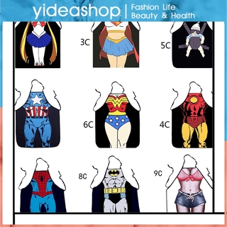Women Men Waterproof Kitchen Bib Aprons Comic Superhero Costume Funny Apron YIDEA