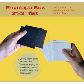 25pcs Envelope Box 3 inch x 3 inch flat for Jewelries Accessories Cards Small Gifts