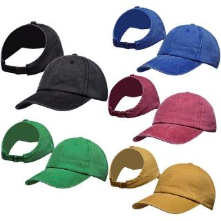 1xianyuyuyu Women Men Half Empty Top Sunshade Baseball Cap Vintage Washed Color Backless Ponytail Messy Bun Sports Adjustable Trucker Hat
