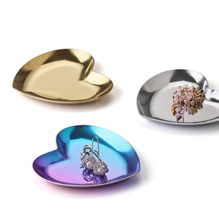 Luxury Stainless Steel Heart Shape Jewelry Storage Tray Jewelry Plate Organizer