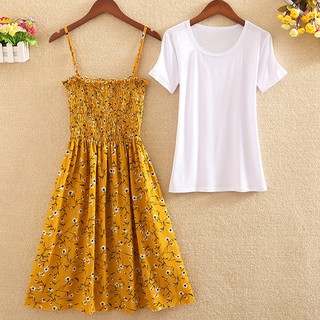 Idooph Asia Fashion 2 IN 1 floral dress with white shirt inner #1163