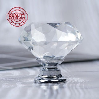 Home Crystal Glass Cabinet Knob Diamond Shape 30mm Pull Handle Cupboard Drawer O9G7