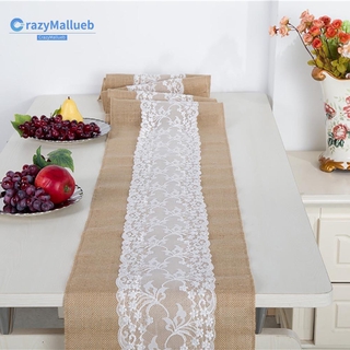 ❤1pc Table Runner❤Elegant Vintage Retro Burlap Linen Lace Table Runners Cloth Country Party Wedding Decoration