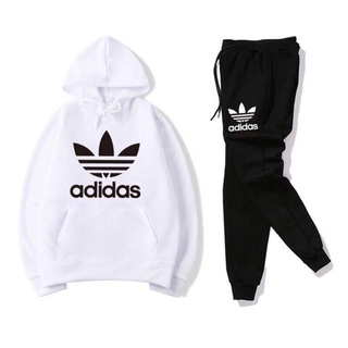 Suit Pants◄№Ready Stock Adidas Tracksuits Letter Print Loose Hoodies + Joggers & Sweatpants