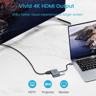 ♚◄Type C to VGA HDMI Adapter,4 in 1 USB Type C to 4K HDMI/VGA/USB 3.0/USB C PD Charging Multiport Th