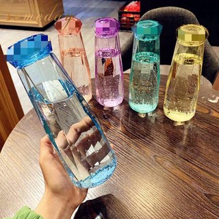 TTC#Glass Bottle Tumbler 500ml Creative diamond thick water cup Students cup (1)