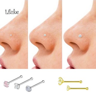 【LK】3Pcs/Set Women Cubic Zirconia Stainless Steel Nose Studs Body Piercing Jewelry