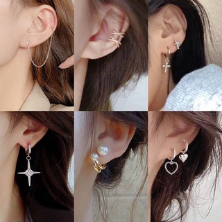 Korean Pearl Silver Earrings for Women Crystal Tassel Elegant Oversized Stud Earrings Jewelry Accessories (9)