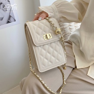 New Women Sling Shoulder Bag Quality Korean Fashion Diamond Adjustable Chain Messenger Bag (1)