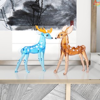 TOOARTS Glass Deer Sculpture Handmade Glass Artworks Blue Reindeer Brown Sika Deer Gift Package Home Decoration Colorful