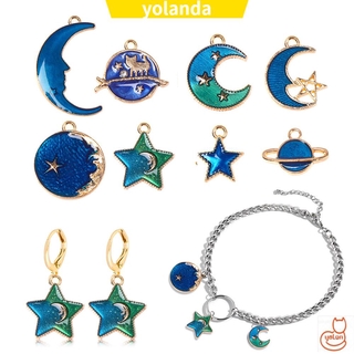 YOLA New Jewelry Pendants Stars Moon DIY Earrings Dangle Charms Blue Dream Sky Christmas Gifts Jewelry Making Necklace Crafting Fashion Handmade Pendant Material