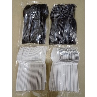 Black Disposable Spoon and Fork White Disposable Spoon and Fork 25 PCS / PACK