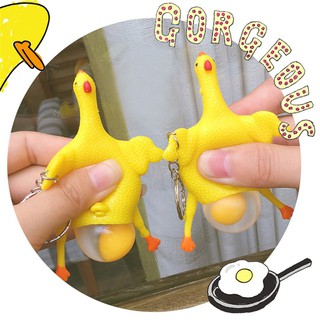 【COD】Funny Spoof Tricky Novelty Gadgets Toys Vent Chicken Keychain Toy / Novelty Vent Chicken Laying Egg Hens Squeeze Tricky Funny Toy with Keychain