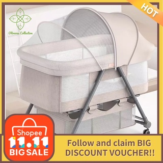 COD Baby Foldable Portable Cradle Crib Newborn Bed with Large Baby Bed Shaker WITH FREE BAG
