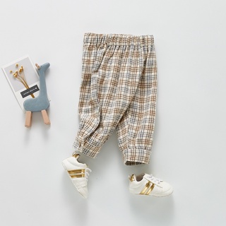 Autumn Baby Girls and Boys Plaid Fashion Casual Pants