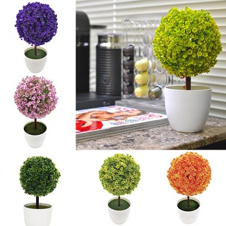 Ball Topiary Mini Tree Home Decor Plant Ornament Plastic (1)