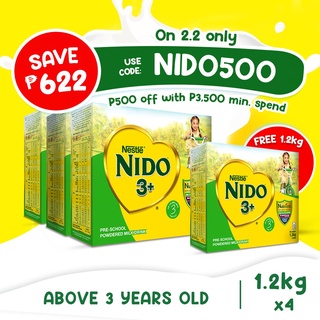 NIDO® 3+ Powdered Milk Drink For Pre-Schoolers Above 3 Years Old [1.2kg x 3] with FREE 1.2kg