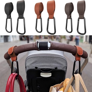 1/2pcs PU Leather Baby Bag Stroller Hook Pram Rotate 360 Degree Rotatable Velcro Cart Organizer Pram (1)