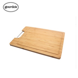 Gourdos Bamboo Cutting Board with Stainless Steel Handle Bar 40X28X1.5cm