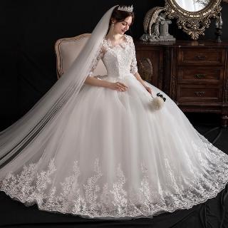 New Bride Wedding Dress Fashion Women White Luxury Lace Maxi Dresses (1)